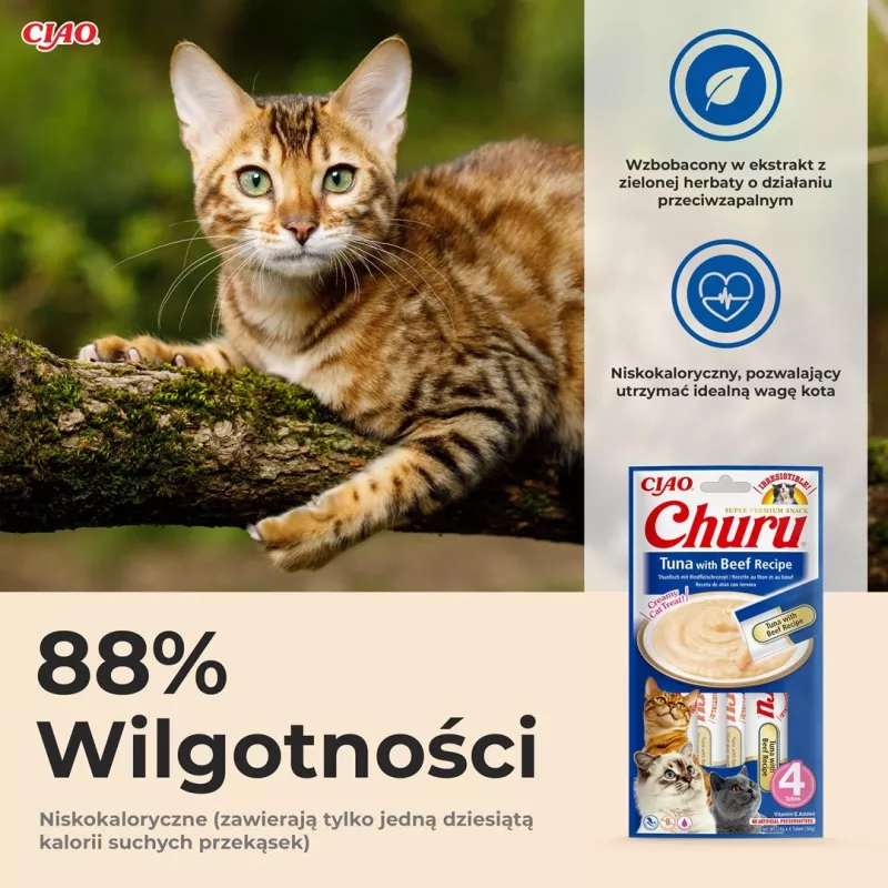 INABA Churu Thunfisch mit Rind Rezept - Katzensnacks - 4x14 g