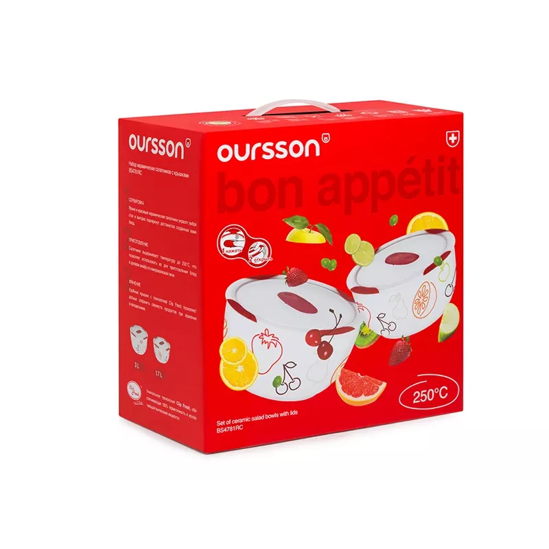Schüssel-Set OURSSON BS4781RC/DC Rund Keramik 3L Weiß 2 Stk.