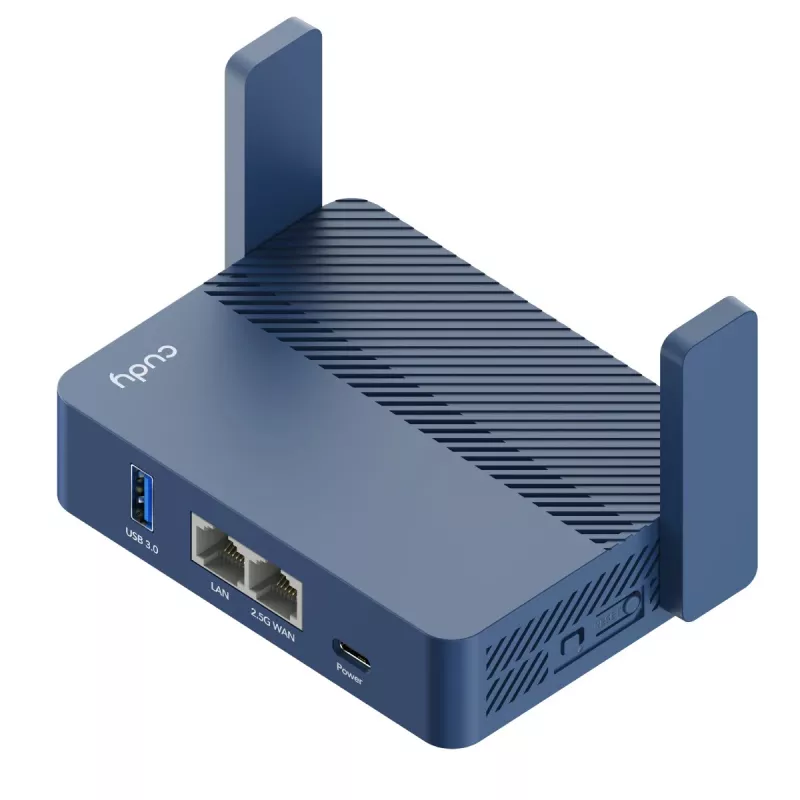 Tragbarer Router Cudy TR3000 AX3000 Wi‑Fi 6, Gigabit Ethernet WAN/LAN, USB-A, externe Antennen, blau