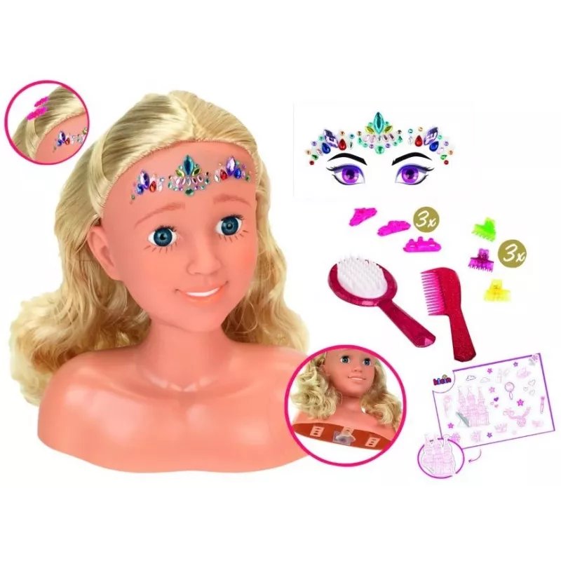 Kämm- und Stylingkopf KLEIN Sara 5205 mit realistischen Merkmalen – Puppenzubehör zum Üben von Frisuren