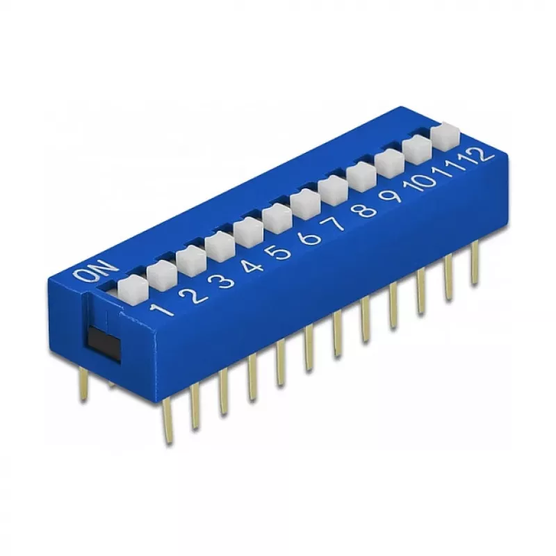 DIP-Schalter für Leiterplatten DELOCK 66388, blaues Kunststoff, 10 Stk., 31,9×9,9×5,5 mm