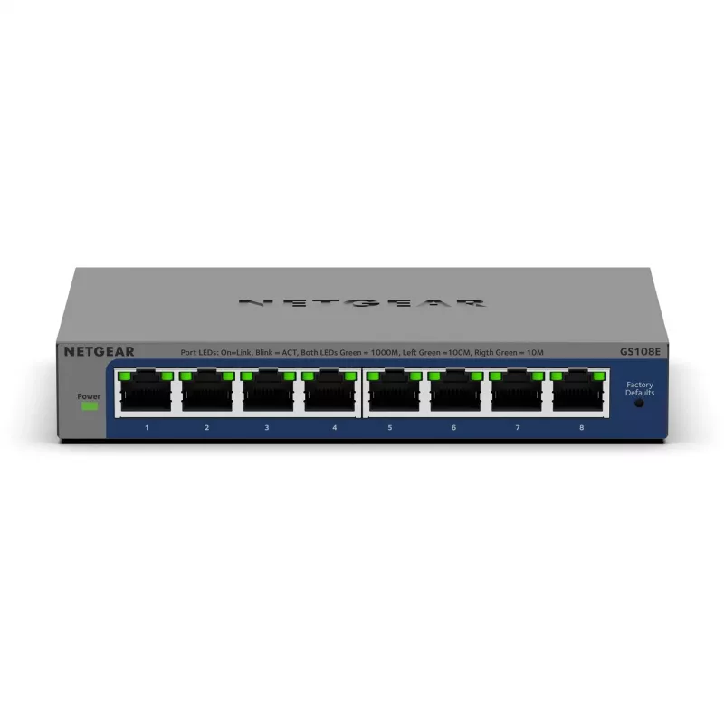 NETGEAR GS108Ev4 Unmanaged L2/L3 Gigabit Ethernet (10/100/1000) Grau