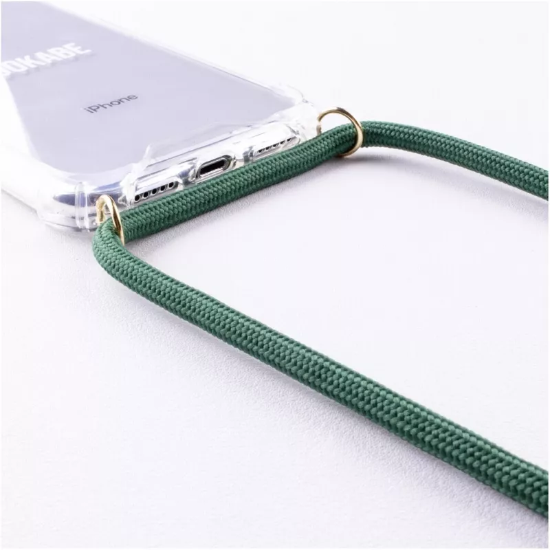 Telefon-Halskettenhülle Lookabe für iPhone X / Xs — Gold mit grünem Band