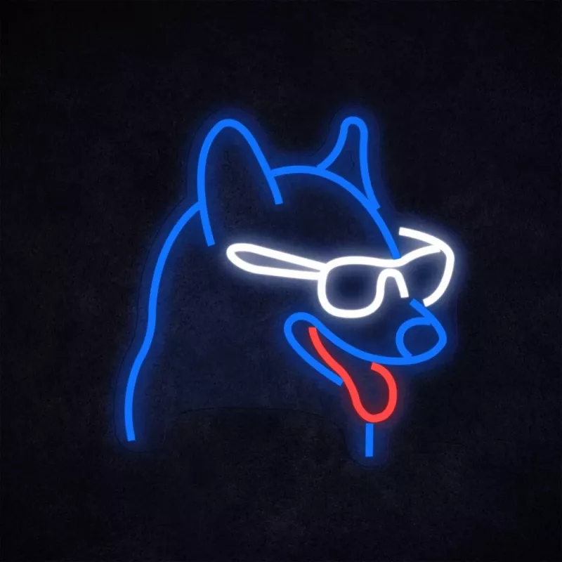 Neon-Leuchtschild MANTA Neon Lights Dog with Glasses Manta SNL69MT – dekorative LED-Neon-Wandleuchte im Hundedesign
