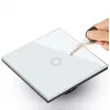 Touch-Lichtschalter MACLEAN MCE702W — einzelner runder Glastaster, kabelgebunden, 110–240 V, 2 A, 1000 W, weiß