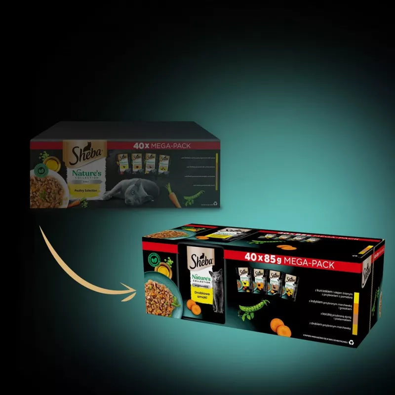 SHEBA Nature's Collection Geflügelgeschmacksrichtungen in Gelee - Nassfutter für Katzen - 40 x 85g