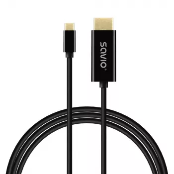 USB-C-Kabel SAVIO CL-191 2 m — USB-C auf USB-C, Stecker auf Stecker, Schwarz, Kunststoffummantelung, Kupferleiter