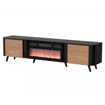 TV-Schrank Cama Meble Volare 200 x 39 x 49 cm schwarz/walnuss mit Kamin