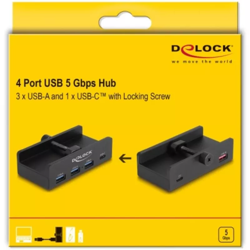 DeLOCK 64284 USB Hub Typ-A 5000 Mbit/s Schwarz