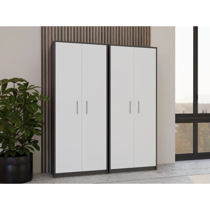 OLIV 2D CLOSED SHELVING UNIT, ANTHRACITE/Weiß SET