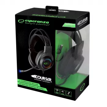 Kabelkopfhörer ESPERANZA EGH7100 – Over-Ear-Gaming-Headset, USB 2.0, 1,5 m Kabel, Galgenmikrofon, RGB-Header, 32 Ω, 4 cm Treiber, 269 g