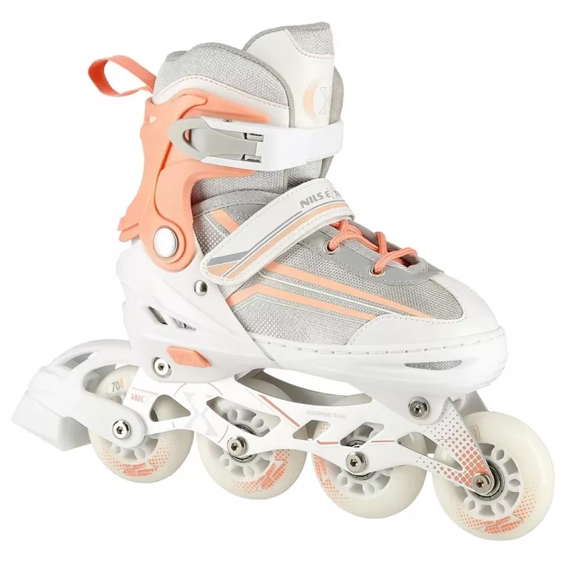 Nils Extreme NH18190 2IN1 Inline Skates WEISS/PINK GR. S (29-33) Mit austauschbaren Hockeyskates