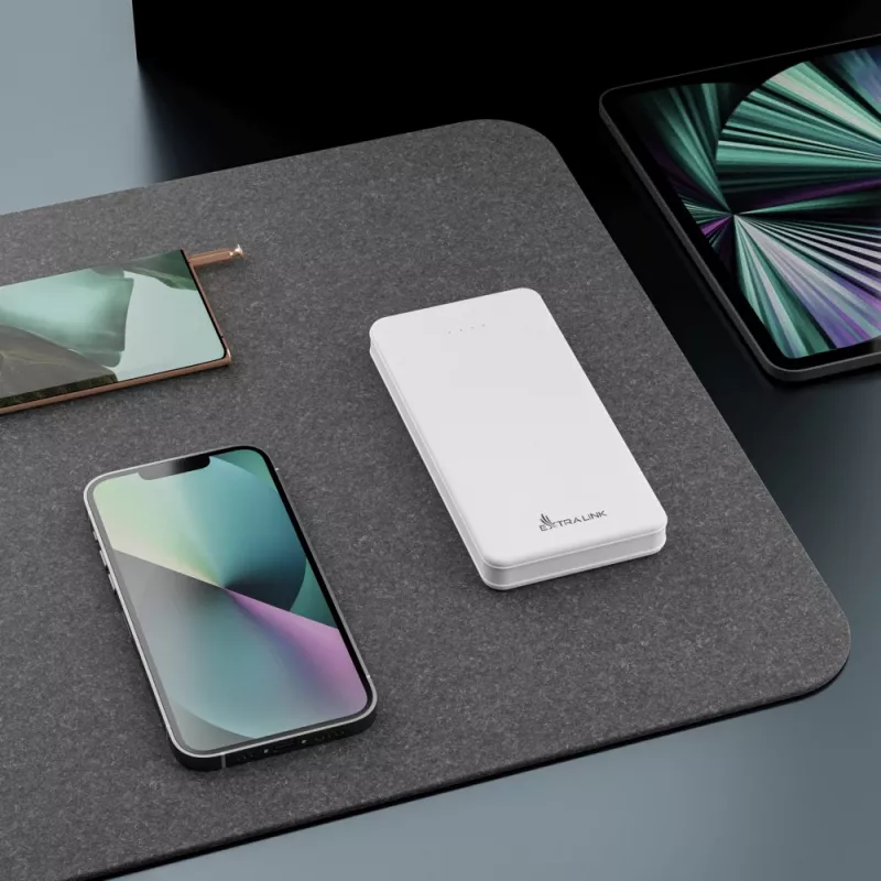 Powerbank Extralink EPB-078W 10000 mAh Weiß, USB-C, 10 W Ausgang, lädt bis zu 2 Geräte