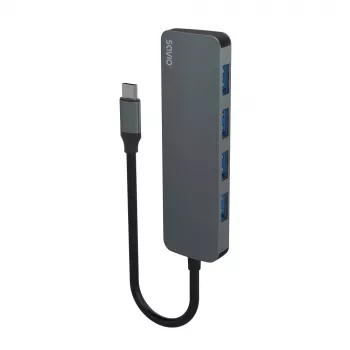 USB-Hub SAVIO AK-54 — 4 x USB-A (USB 3.2 Gen 1), USB-C-Host, schwarz