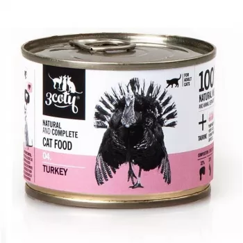 Nassfutter für Katzen 3coty 04 Truthahn 180 g — Pastete für erwachsene Katzen, Monoprotein, Alleinfuttermittel
