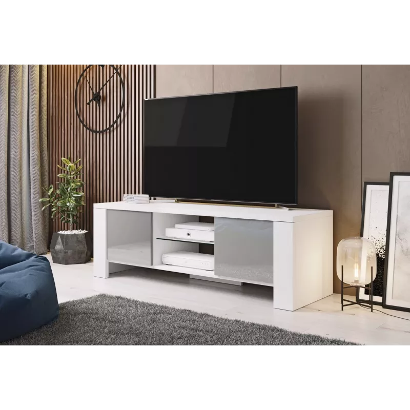 Cama TV-Ständer WEST 42/130/42 weiß/grau glänzend