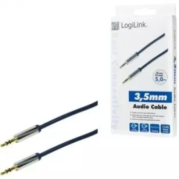 Logilink Audiokabel – 3,5-mm-Miniklinkenstecker Stereo (Stecker) – 5 m – dunkelblau (CA10500)