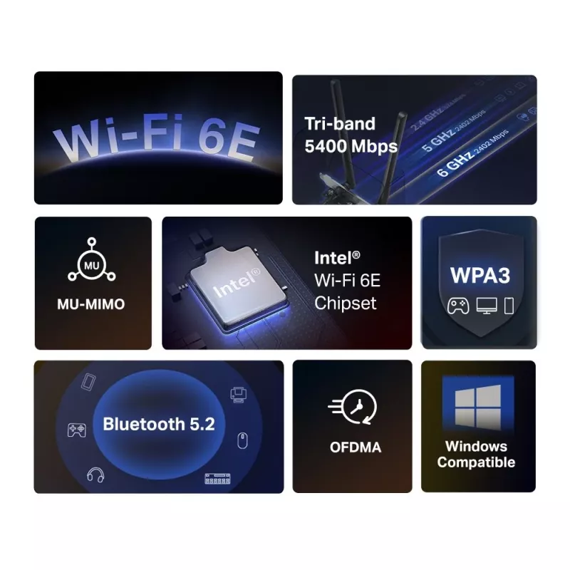 Mercusys AXE5400 Wi-Fi 6E Bluetooth 5.2 PCIe-Adapter