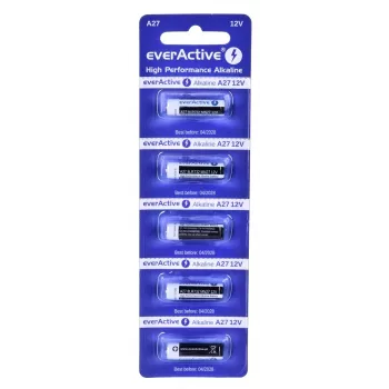 Wiederaufladbarer Batteriesatz everActive 27A5BL, alkalisch 12 V, zylindrisch, 5 Stück, 27,3 × 7,62 mm