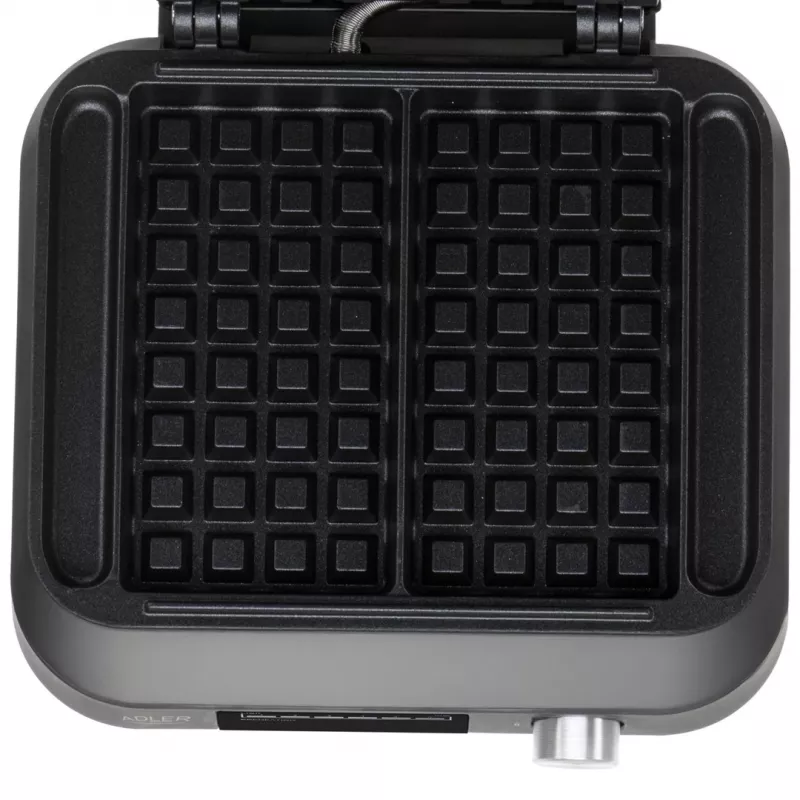 Waffeleisen Adler AD 3087 — elektrisches belgisches Waffeleisen, 2200 W, 2 rechteckige Platten 9×17 cm, schwarz