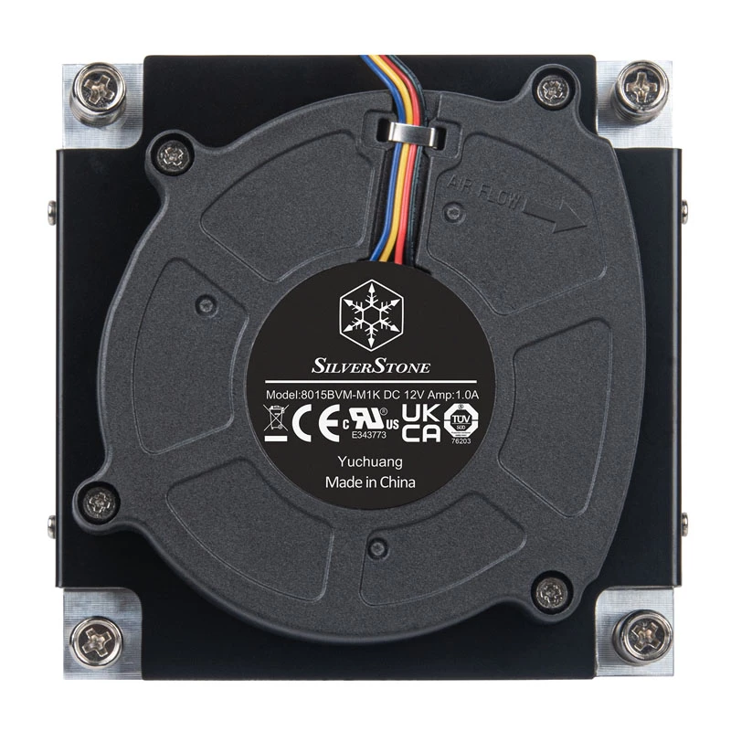 Prozessor-Luftkühler SILVERSTONE SST-XE01-1700A — 8-cm-Lüfter, 1000–5500 U/min, Dual-Kugellager, schwarz