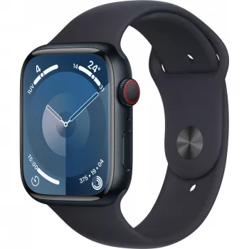APPLE Watch Series 9 GPS + Cellular 45 mm Mitternacht Aluminiumgehäuse mit mitternachtfarbenem Sportarmband – M/L (MRMD3QF/A)