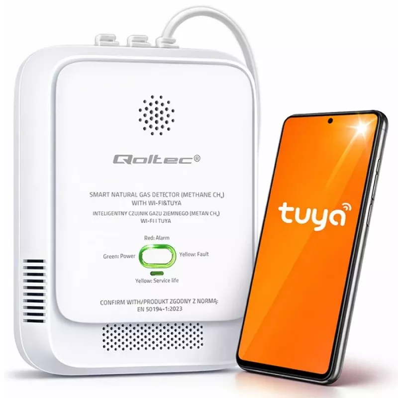 Gasleckdetektor QOLTEC NG Tuya — Erdgas (CH4)-Detektor, smart Tuya-kompatibel