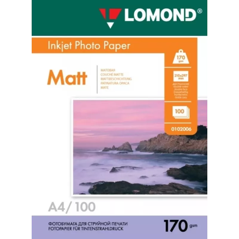 Lomond Foto-Tintenstrahlpapier matt 170 g/m² A4, 100 Blatt, doppelseitig