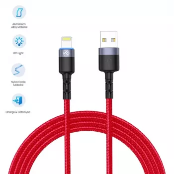 USB-auf-Lightning-Datenkabel Tellur, 3A, 1,2 m, LED-Anzeige, rot