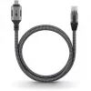 Ethernet-Kabel USB-C 3.2 Gen2 Stecker > RJ-45 Stecker (schwarz/Silber, 5 Meter, geflochtenes Textilmantel)