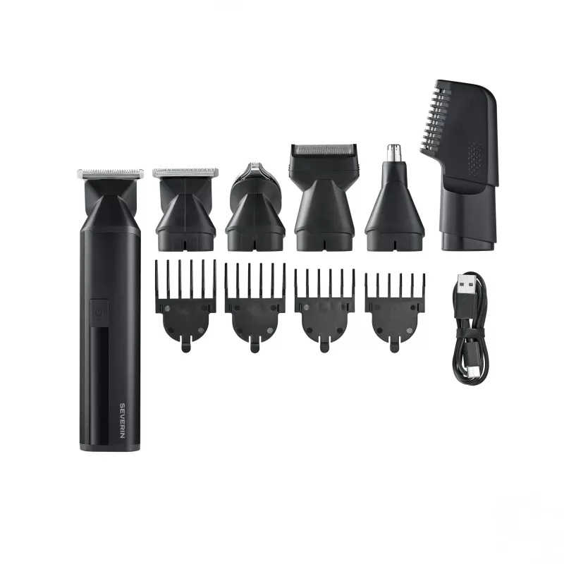 Severin HS 0710 Folienrasierer und Trimmer – wiederaufladbar, Nass- & Trockenrasur, schwarz