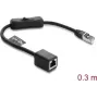Netzwerk-Patchkabel DELOCK RJ45 Cat.6 F/UTP 0,3 m mit integriertem Schalter und Zugentlastung, geschirmt