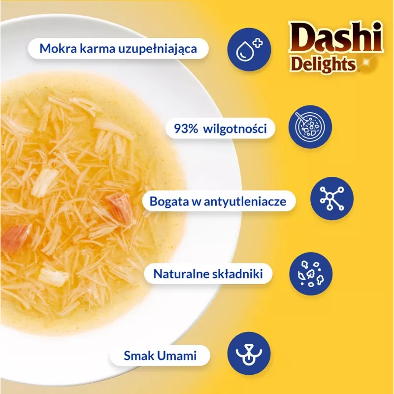 Katzen-Nassleckerli INABA Dashi Delights Silky Broth Chicken with Cheese 40 g Einzelportionsbeutel