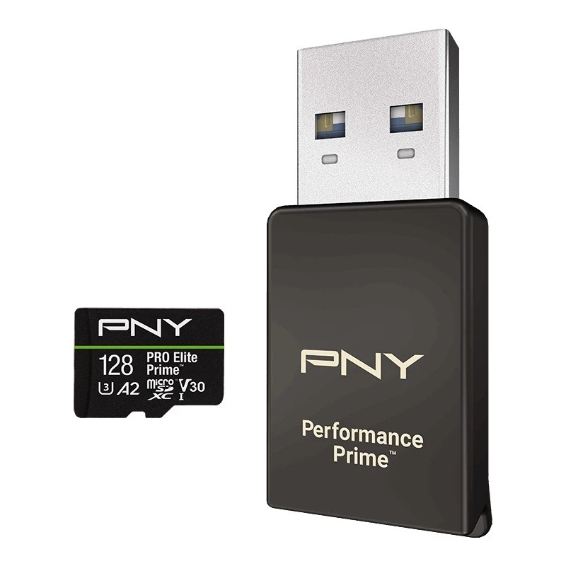 Speicherkarte microSDXC Elite Prime 128GB + SD-Adapter + USB-A-Kartenleser