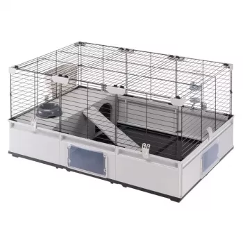 Käfig FERPLAST Modular 2 für Kaninchen und Meerschweinchen 109 x 72 x 56 cm, Metall, grau, Stababstand 23 mm