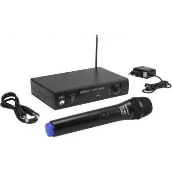 Drahtloses Mikrofonsystem Omnitronic VHF-101 — VHF-Einkanal-Empfänger/Sender bei 201,60 MHz