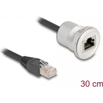 Netzwerkkabel DeLOCK 88187 0,3 m Cat5e S/UTP RJ-45 Schwarz Silber