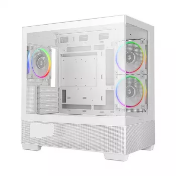 PC Midi Tower Gehäuse DeepCool CG380 3F WH — Weiß, 235×437×451 mm, unterstützt 2,5 Zoll/3,5 Zoll, Netzteil unten, 3x 120 mm Lüfter vorinstalliert