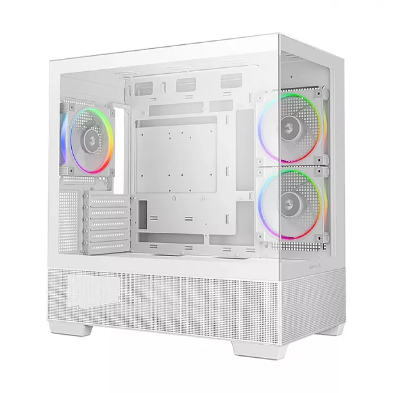 PC Midi Tower Gehäuse DeepCool CG380 3F WH — Weiß, 235×437×451 mm, unterstützt 2,5 Zoll/3,5 Zoll, Netzteil unten, 3x 120 mm Lüfter vorinstalliert