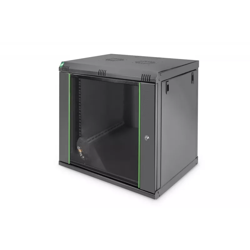 DIGITUS Dynamic Basic DN-19 16-U-EC-SW - Schrank - Netzwerkschrank - geeignet für Wandmontage - Schwarz, RAL 9005 - 12U - 48.3 cm (19)