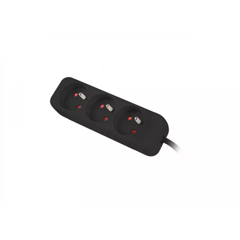 LANBERG PS0-03E-0300-BK 3M Schwarz 3X 230V Lanter VERLÄNGERUNGSKABEL AUS VOLLKUPFER