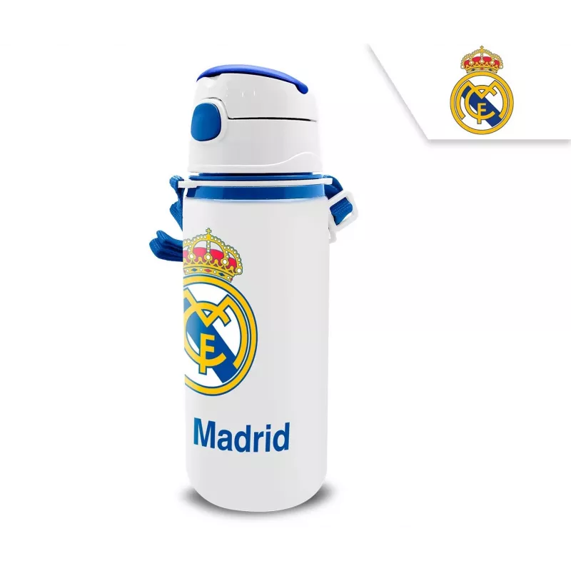 Kinder-Aluminium-Sportflasche mit Trinkaufsatz KIDS 600 ml – Real Madrid Design