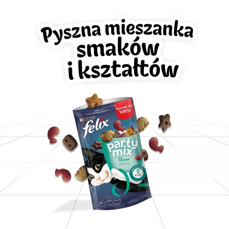 Katzenleckerli Felix Party Mix Ocean Mix Beutel 60 g – Snack für ausgewachsene Katzen