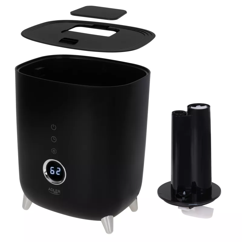 Adler | AD 7972 | Luftbefeuchter | 23 W | Wassertankkapazität 4 L | Geeignet für Räume bis 35 m² | Ultraschall | Befeuchtungsleistung 150-300 ml/h | Schwarz