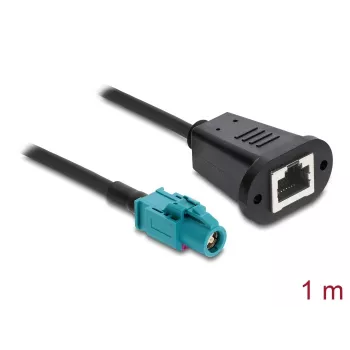 Koaxialkabel DELOCK 90700 – 1 m, HSD Z auf RJ-45, schwarz/blau