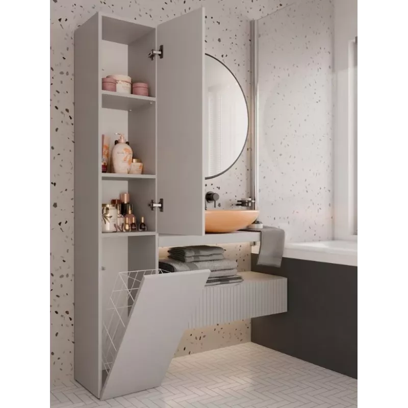 Badezimmerschrank Hochschrank mit Korb Top E Shop NEL IV Kaszmir