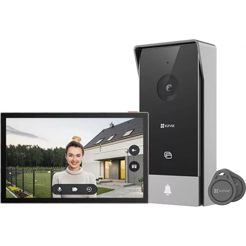 Video-Türsprechanlage EZVIZ HP5 7 Zoll (17,8 cm) Innen-/Außen-Kit, 1080p, 2,4/5 GHz Wi‑Fi, MicroSD bis 512 GB, wasserdicht