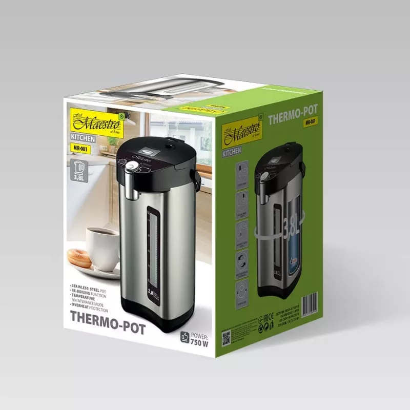 Feel-Maestro MR-081 Thermopott 3,8 l Silber, Schwarz