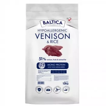 BALTICA Nutraceutic Hypoallergenic mittelgroße Rassen Hirsch mit Reis - Trockenhundefutter - 12 kg