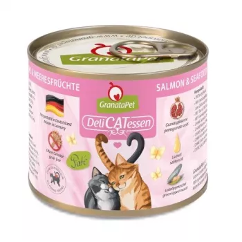 Nassfutter für Katzen Fox4Pets DeliCATessen Lachs Meeresfrüchte 200 g Dose